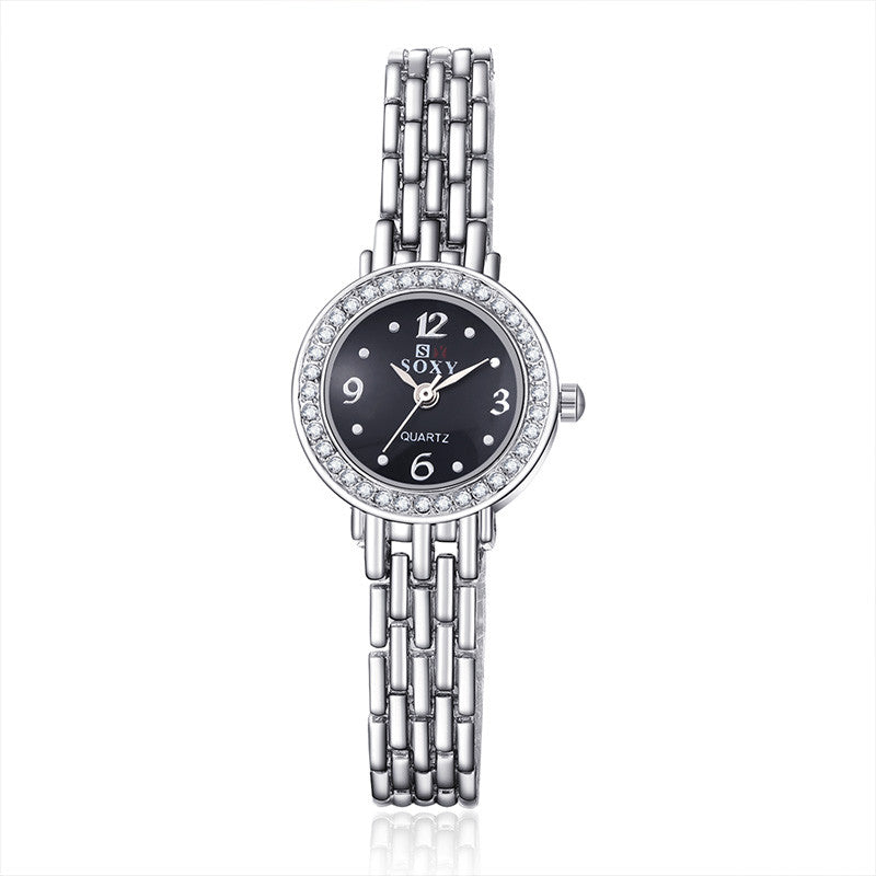 Soxy Silver Bracelet Watch Luxury Rhinestone Women'S Watches Ladies Watch