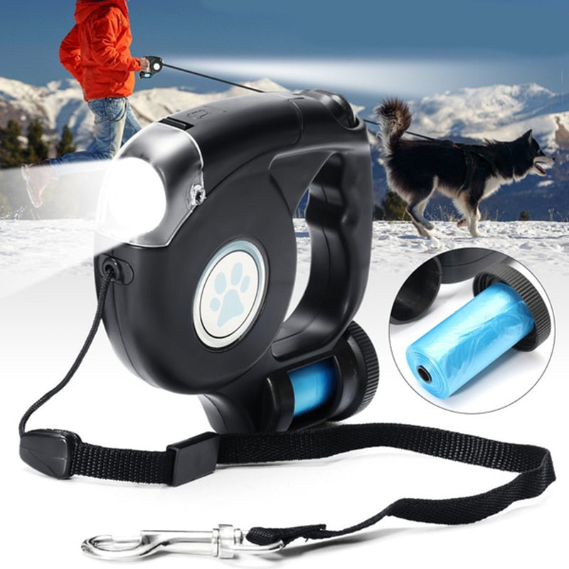 LED Flashlight Extendable Retractable Dog Leash