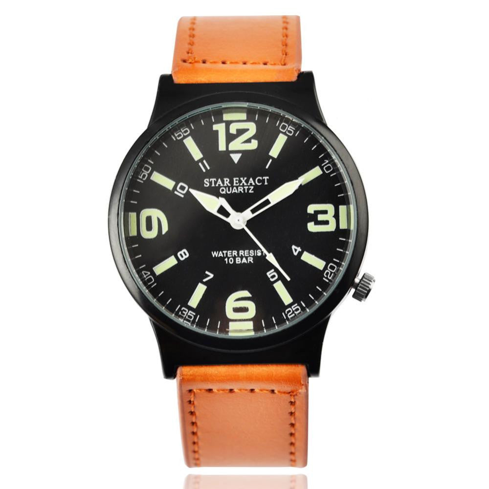 Soxy Fashion Luminous Watch Men Watch Leather Strap Quartz Watch