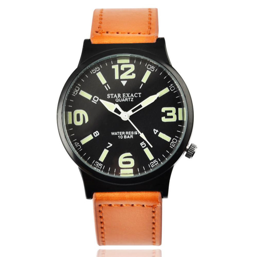 Soxy Fashion Luminous Watch Men Watch Leather Strap Quartz Watch