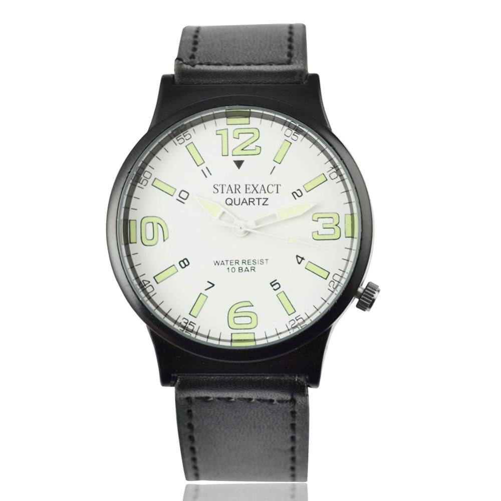Soxy Fashion Luminous Watch Men Watch Leather Strap Quartz Watch