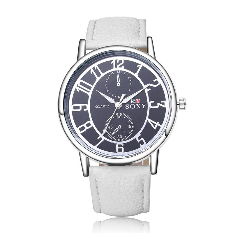 Men Leather Quartz Watch Casual Sport Watch Men'S Watch