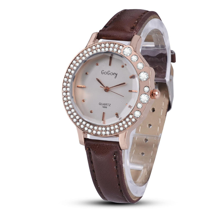 Wrist Women Watches Luxury Rhinestone Ladies Watch Leather Strap Watches