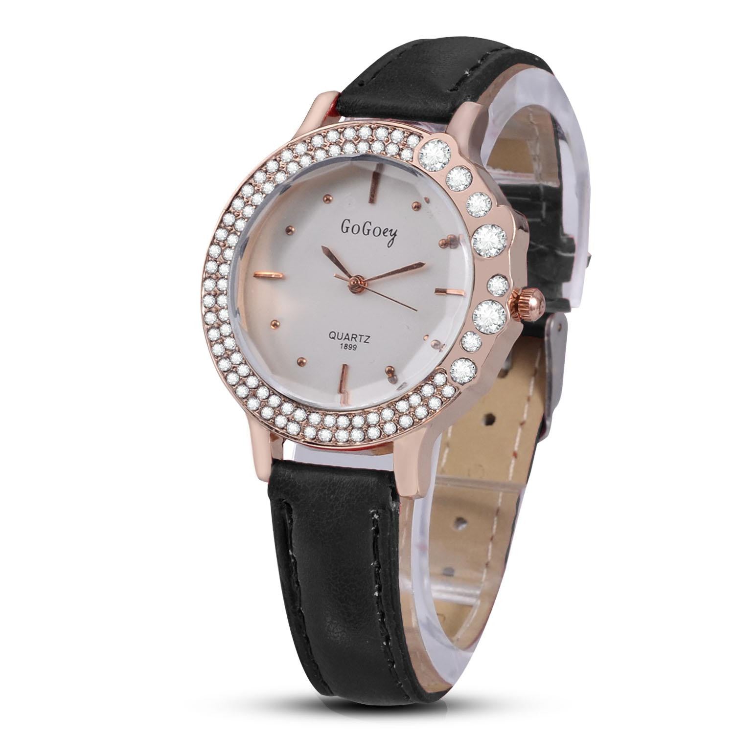 Wrist Women Watches Luxury Rhinestone Ladies Watch Leather Strap Watches