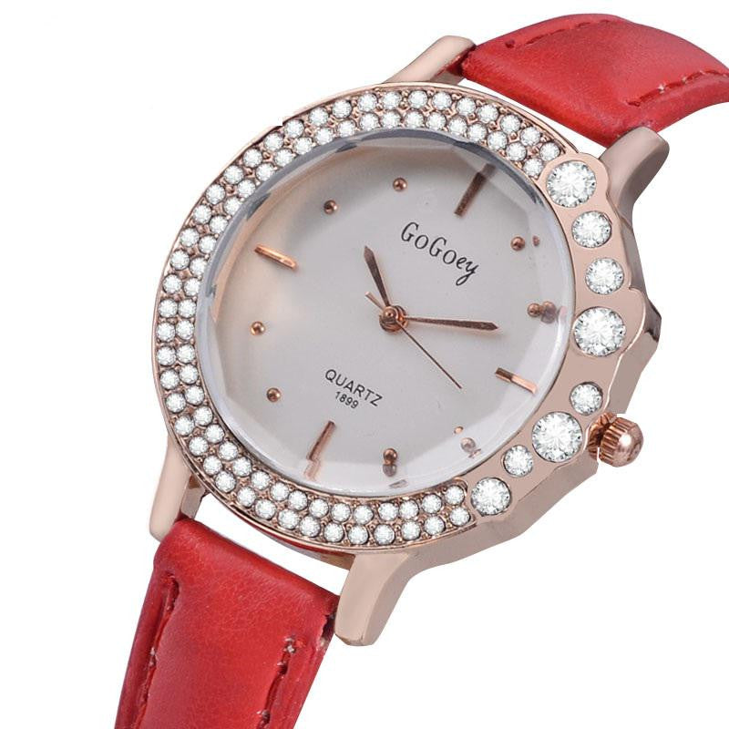 Wrist Women Watches Luxury Rhinestone Ladies Watch Leather Strap Watches