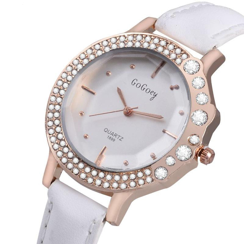 Wrist Women Watches Luxury Rhinestone Ladies Watch Leather Strap Watches