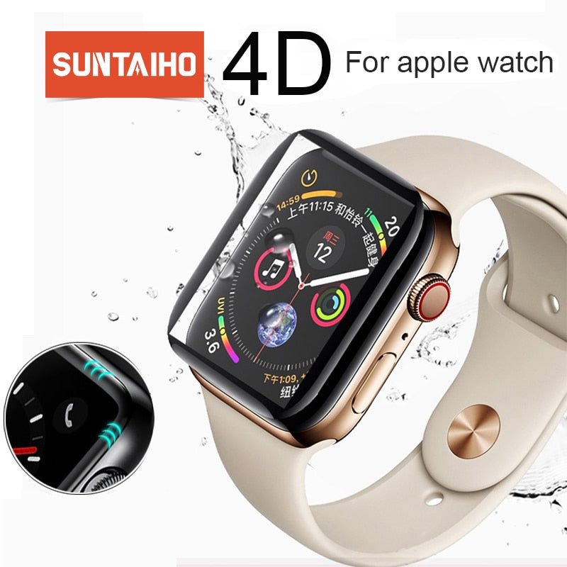 Suntaiho 4D curved surface 9H Tempered film For Apple watch 40/44mm 38/42 mm Screen Protector for Apple Series watch 4/3/2 Film